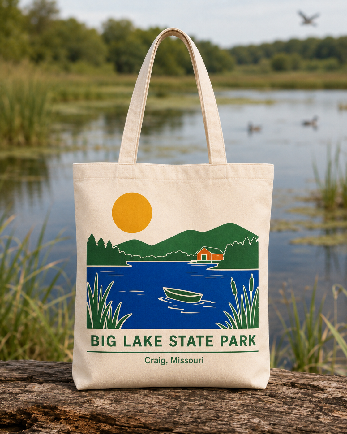 Big Lake State Park natural background canvas tote bag