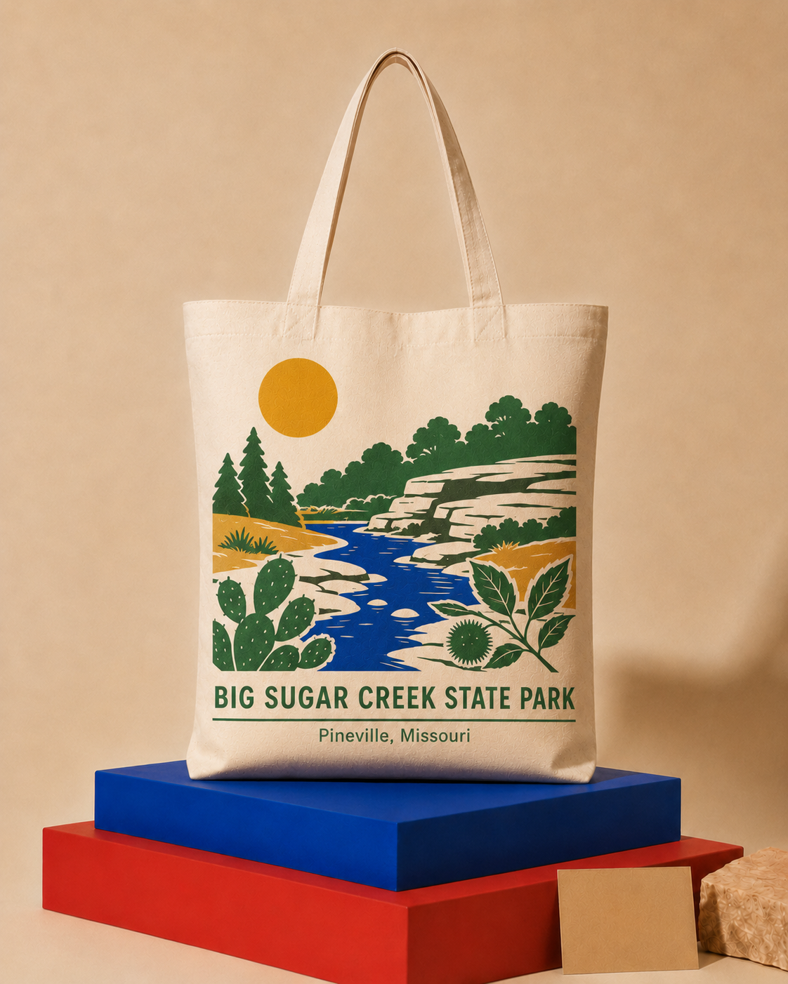 Big Sugar Creek State Park handmade canvas tote bag