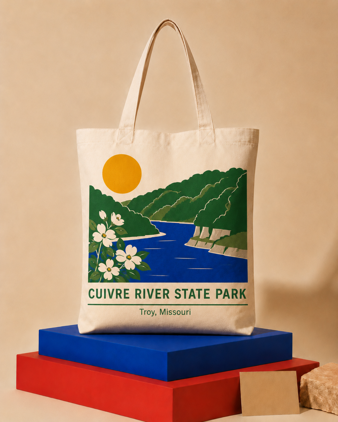 Cuivre River State Park handmade canvas tote bag