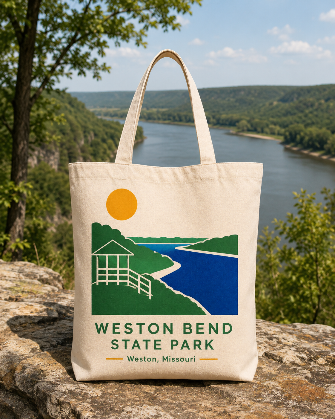 Weston Bend State Park natural background canvas tote bag