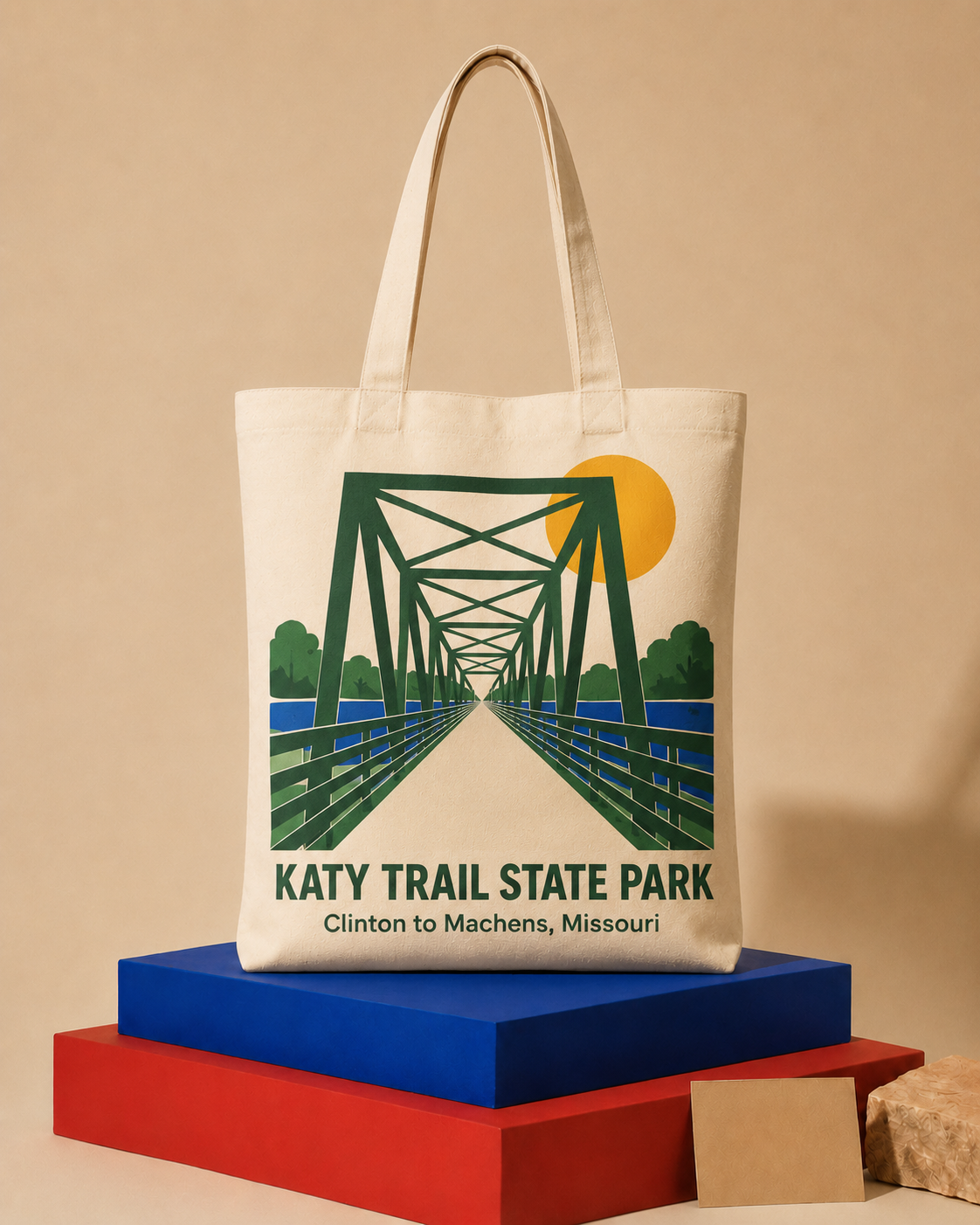 Katy Trail State Park canvas tote bag mockup