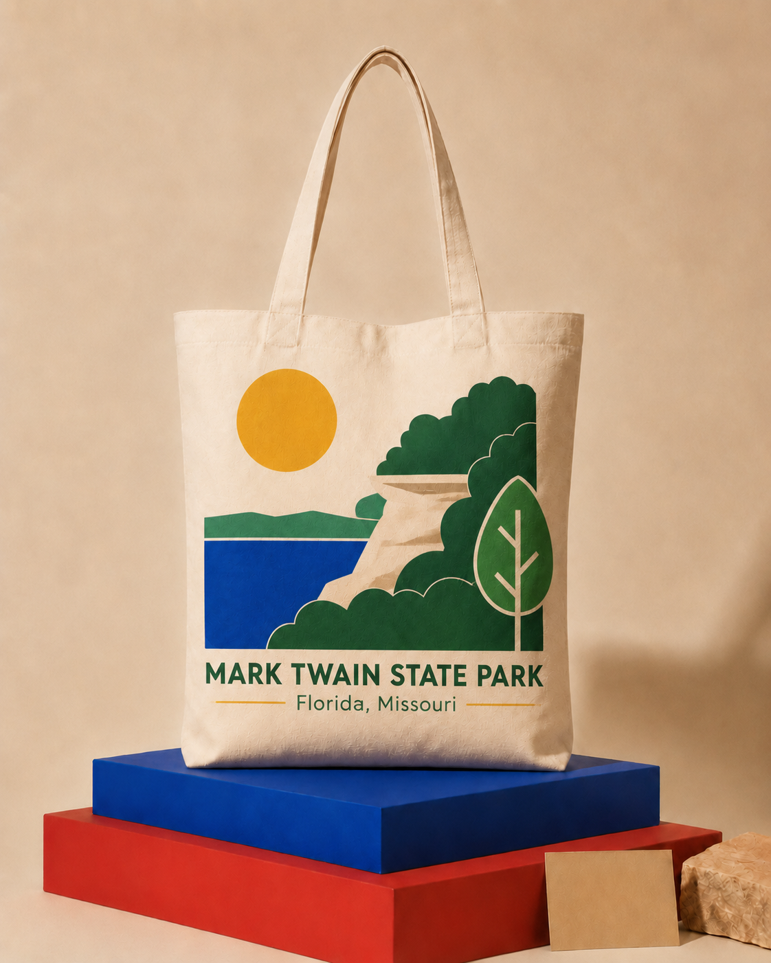 Mark Twain State Park canvas tote bag mockup