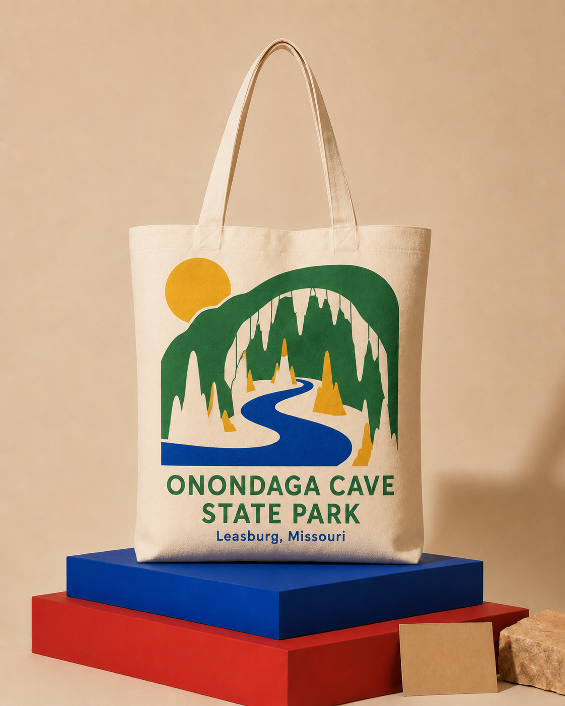 Onondaga Cave State Park canvas tote bag mockup
